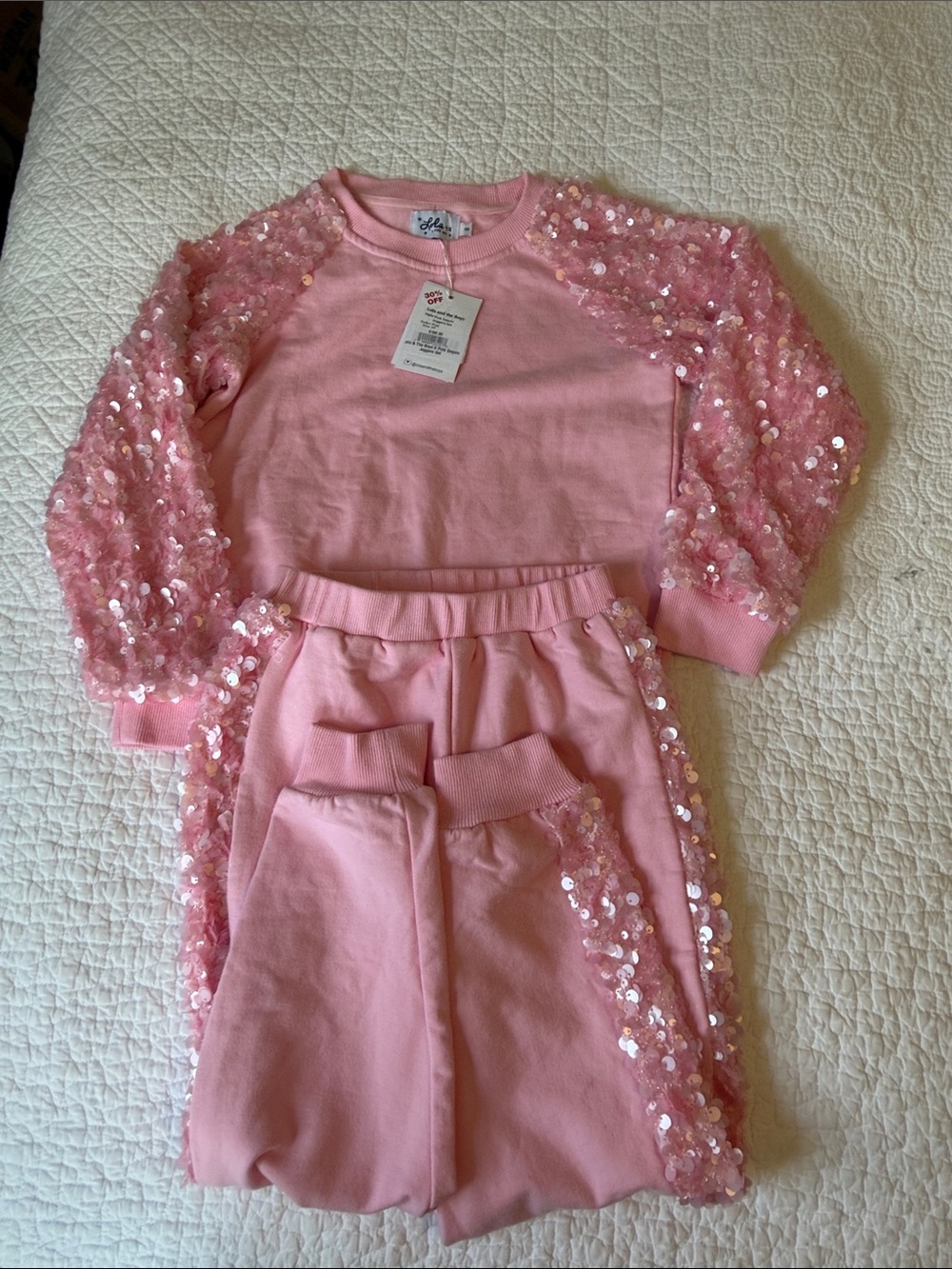 Lola + The Boys Pink sweatshirt and pants nwt